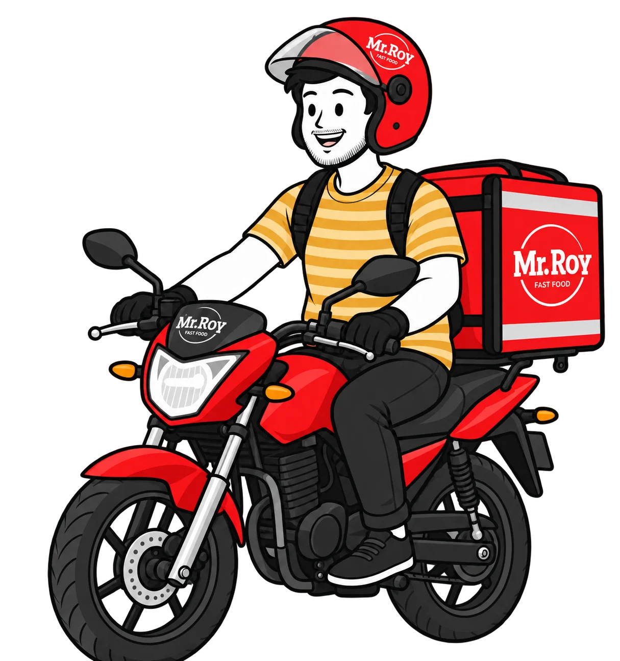 Repartidor de Mr.Roy listo para entregar tu pedido